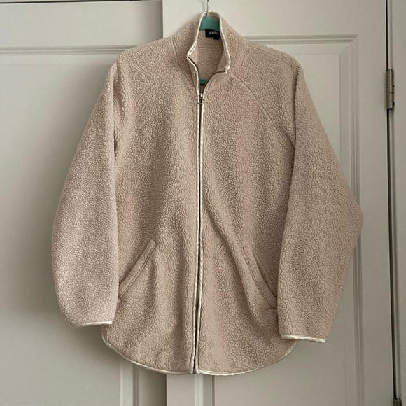 Express oversized cream fuzzy jacket - Picture 1 of 4